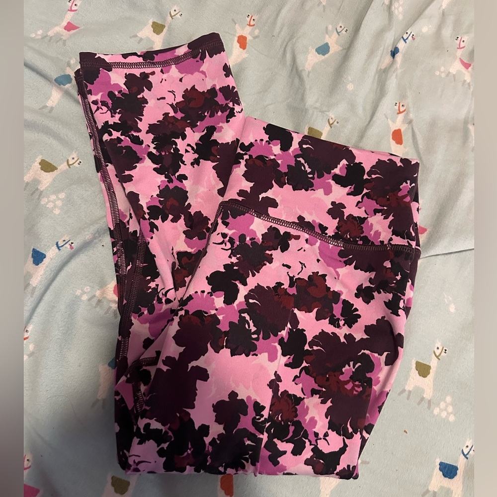 Fabletics Pink and Black Floral Leggings